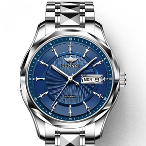 Relógio Masculino OUPINKE 3172 Luxo Automático Original Aço Tungstênio Calendário Duplo à Prova d’Água