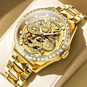 Relógio Masculino OUPINKE Dragon 3276 Automático Luxo Skeleton Aço Tungstênio à Prova d’Água