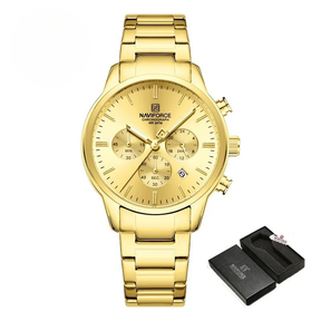 Relógio Masculino NAVIFORCE NF9110 Luxo Esportivo Pulseira de Couro à Prova d’Água