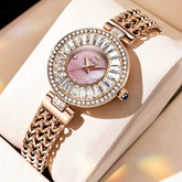 Relógio Feminino OLEVS Luxo Quartzo à Prova d’Água 30m – Pulseira em Aço Inoxidável com Mostrador de Diamante