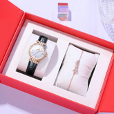 Relógio Feminino OLEVS Luxo Quartzo à Prova d’Água 30m com Mostrador com Diamantes Coloridos e Pulseira de Couro