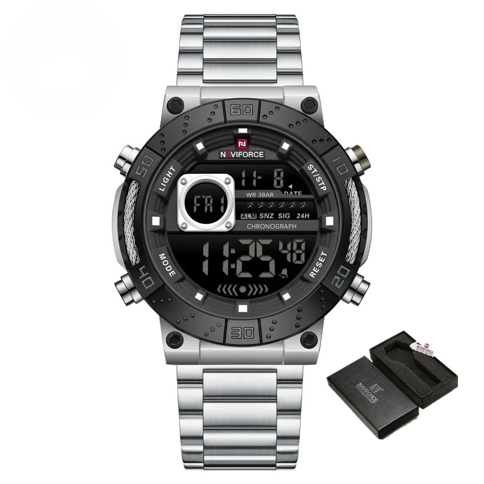 Relógio Masculino NAVIFORCE NF9241S Digital Militar à Prova d’Água Luxury Fashion
