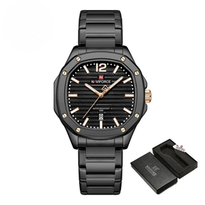 Relógio Masculino Luxo 2025 à Prova d’Água 30M com Data Automática e Pulseira de Aço Inoxidável - NAVIFORCE NF9243S