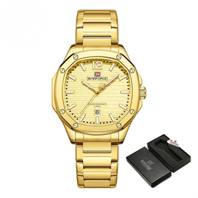 Relógio Masculino Luxo 2025 à Prova d’Água 30M com Data Automática e Pulseira de Aço Inoxidável - NAVIFORCE NF9243S