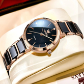Relógio Feminino OLEVS Luxo Quartzo à Prova d’Água 30m com Pulseira de Cerâmica – Elegante e Fashion