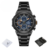 Relógio Masculino NAVIFORCE NF8071 Militar Cronógrafo Luxo Aço Inoxidável à Prova d'Água