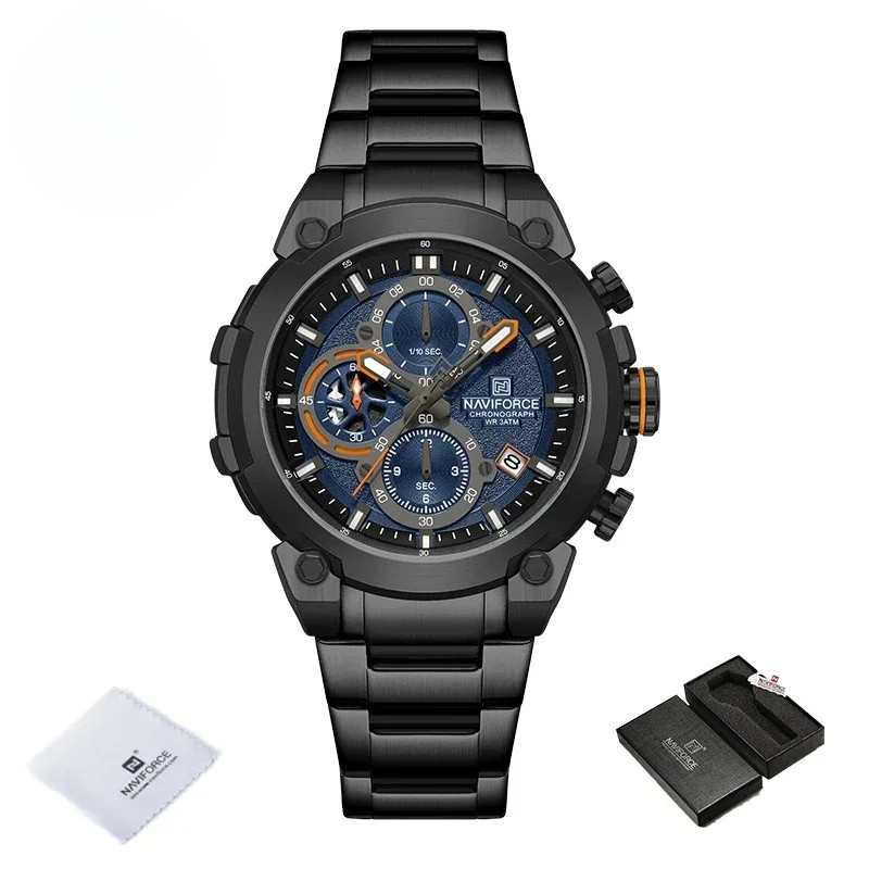 Relógio Masculino NAVIFORCE NF8071 Militar Cronógrafo Luxo Aço Inoxidável à Prova d'Água