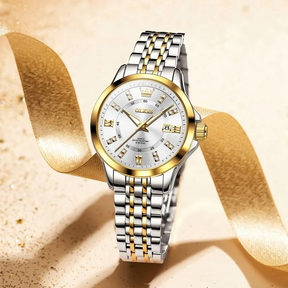 Relógio Feminino OLEVS Luxo com Pulseira e Caixa de Presente Quartzo à Prova d’Água 30m Elegante e Fashion