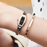 Relógio Feminino JSDUN Luxo Pulseira de Tungstênio Quartzo com Diamantes à Prova d’Água 30m Fashion e Elegante