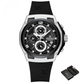 Relógio Masculino NAVIFORCE NF8052 Militar Fashion Casual Cronógrafo à Prova d’Água Pulseira de Silicone