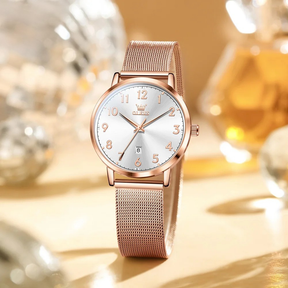 Relógio Feminino OLEVS 5653 Luxo Rose Gold – Quartzo Elegante à Prova d’Água com Calendário