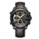 Relógio Masculino NAVIFORCE NF9197 Militar Digital Cronógrafo à Prova d’Água Pulseira de Couro ou Aço