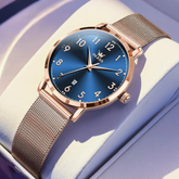 Relógio Feminino OLEVS 5653 Luxo Rose Gold – Quartzo Elegante à Prova d’Água com Calendário