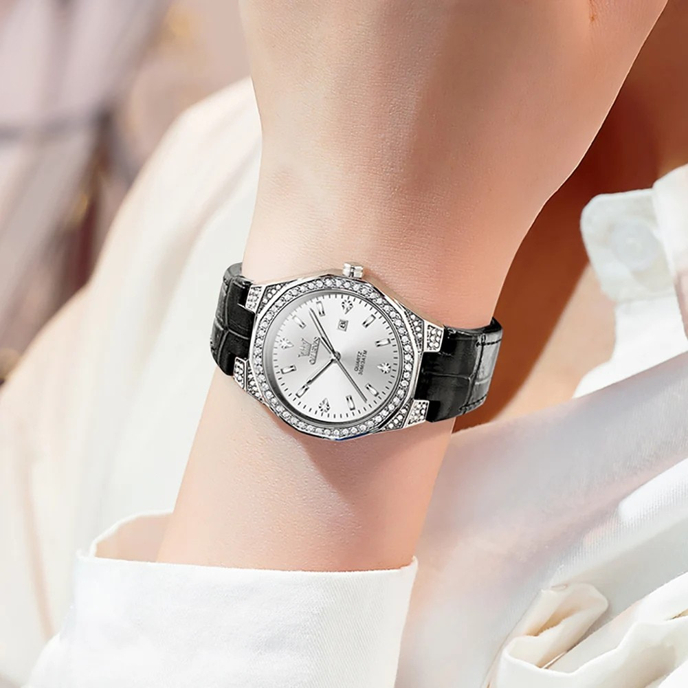 Relógio Feminino OLEVS Luxo Quartzo Couro – Casual, Luminoso e à Prova d’Água