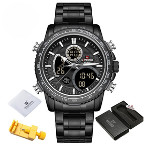 Relógio Masculino NAVIFORCE NF9182 Militar Cronógrafo LED Esportivo à Prova d'Água Aço