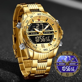 Relógio Masculino NAVIFORCE NF9195S Digital Esportivo Luxo Cronógrafo à Prova d’Água Aço Inoxidável