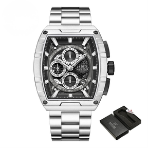 Relógio Masculino NAVIFORCE NF8066 Cronógrafo à Prova d’Água Pulseira de Aço Luxo Fashion Casual e Esportivo