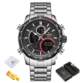 Relógio Masculino NAVIFORCE NF9182 Militar Cronógrafo LED Esportivo à Prova d'Água Aço