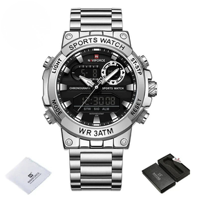 Relógio Masculino NAVIFORCE NF9237 Militar à Prova d’Água Analógico-Digital Dual Display Esportivo com Cronógrafo