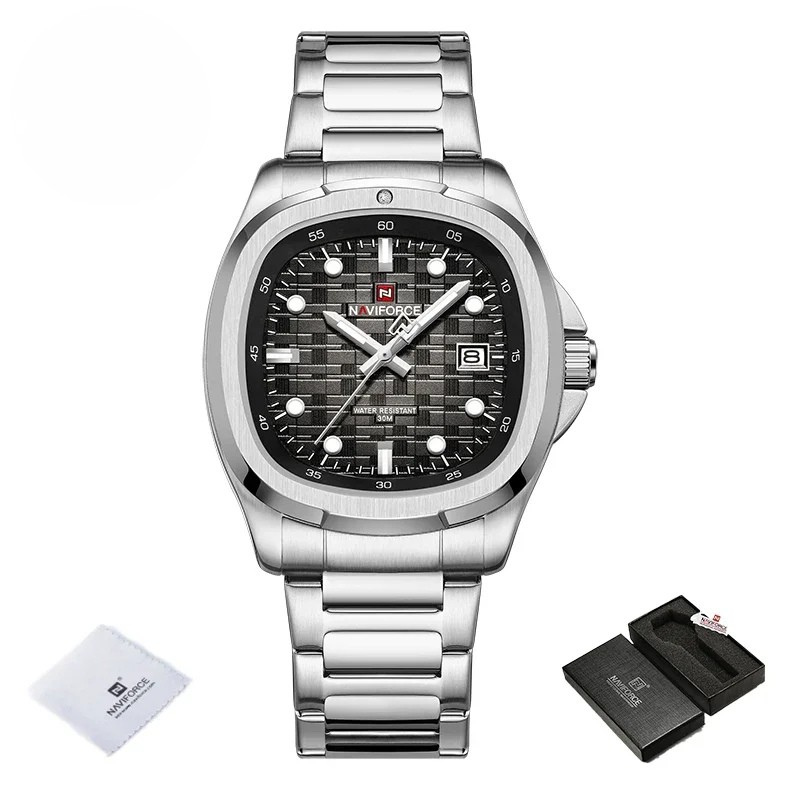 Relógio Masculino NAVIFORCE NF9240 Esportivo e Casual Luminosa à Prova d'Água Aço Inoxidável