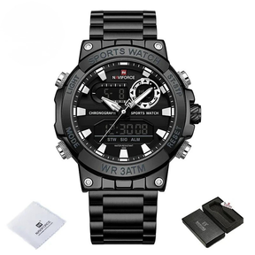 Relógio Masculino NAVIFORCE NF9237 Militar à Prova d’Água Analógico-Digital Dual Display Esportivo com Cronógrafo