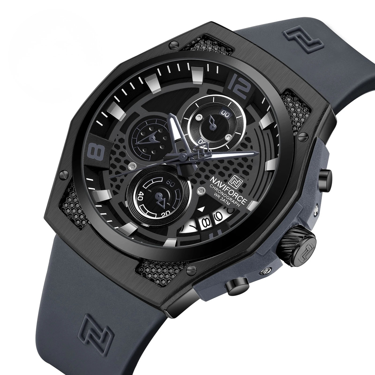 Relógio Masculino NAVIFORCE NF8052 Militar Fashion Casual Cronógrafo à Prova d’Água Pulseira de Silicone