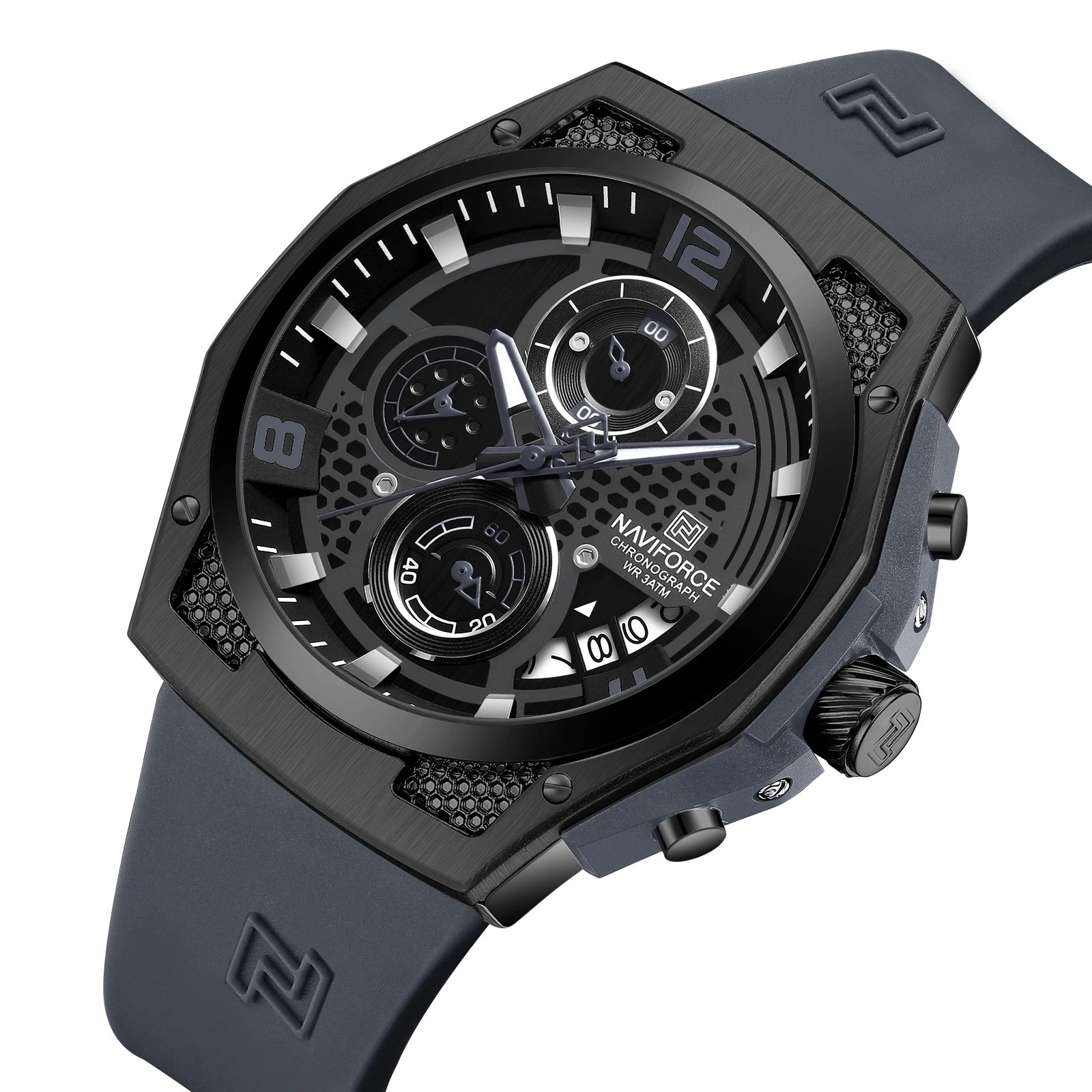 Relógio Masculino NAVIFORCE NF8052 Militar Fashion Casual Cronógrafo à Prova d’Água Pulseira de Silicone