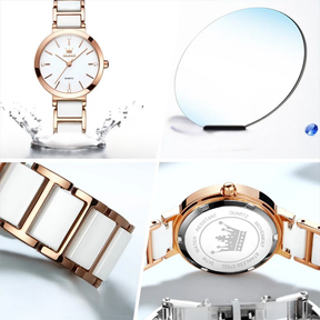Relógio Feminino OLEVS Luxo Quartzo à Prova d’Água 30m com Pulseira de Cerâmica – Elegante e Fashion