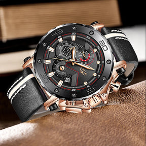 Relógio Masculino LIGE 9899 Luxo Militar Esportivo Cronógrafo Quartzo Couro Original à Prova d’Água