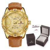 Relógio Masculino Luxo à Prova d’Água com Pulseira de Couro e Caixa Original - NAVIFORCE NF9117L-GG