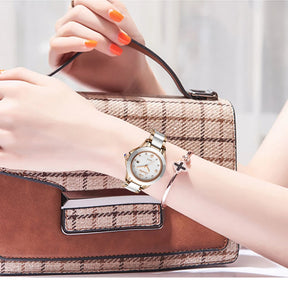 Relógio Feminino LIGE Sunkta Luxo Quartzo Original Cerâmica à Prova d’Água Elegante