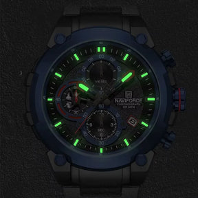 Relógio Masculino NAVIFORCE NF8071 Militar Cronógrafo Luxo Aço Inoxidável à Prova d'Água