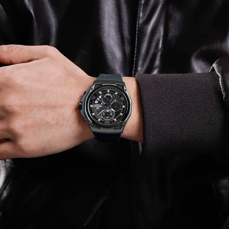 Relógio Masculino NAVIFORCE NF8052 Militar Fashion Casual Cronógrafo à Prova d’Água Pulseira de Silicone