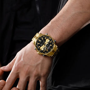 Relógio Masculino NAVIFORCE NF9234 Luxo Esportivo à Prova d’Água Cronógrafo Digital com Pulseira de Aço