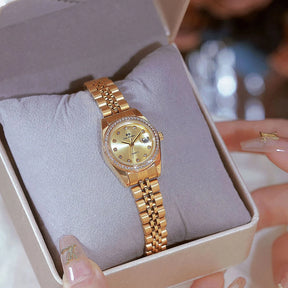 Relógio Feminino BS Bee Sister Luxo Dourado – Quartzo, Aço Inoxidável e à Prova d’Água