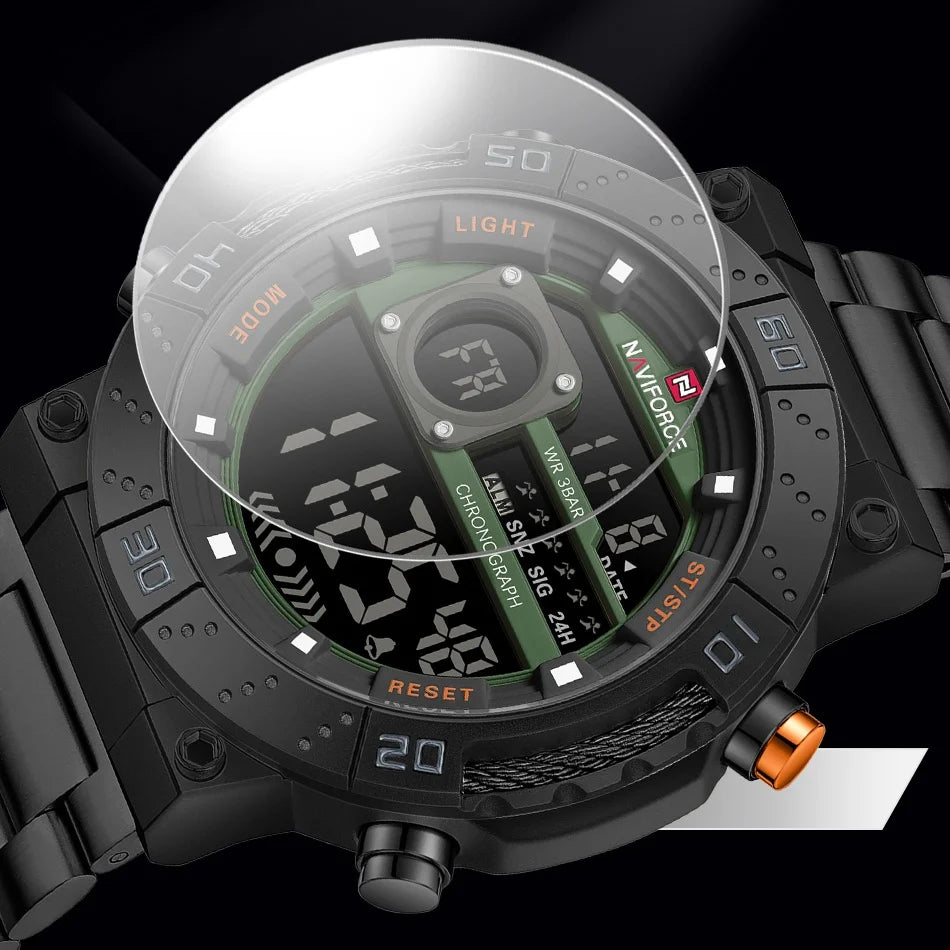 Relógio Masculino NAVIFORCE NF9241S Digital Militar à Prova d’Água Luxury Fashion