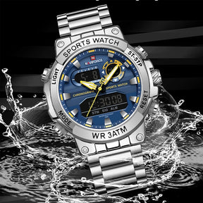 Relógio Masculino NAVIFORCE NF9237 Militar à Prova d’Água Analógico-Digital Dual Display Esportivo com Cronógrafo