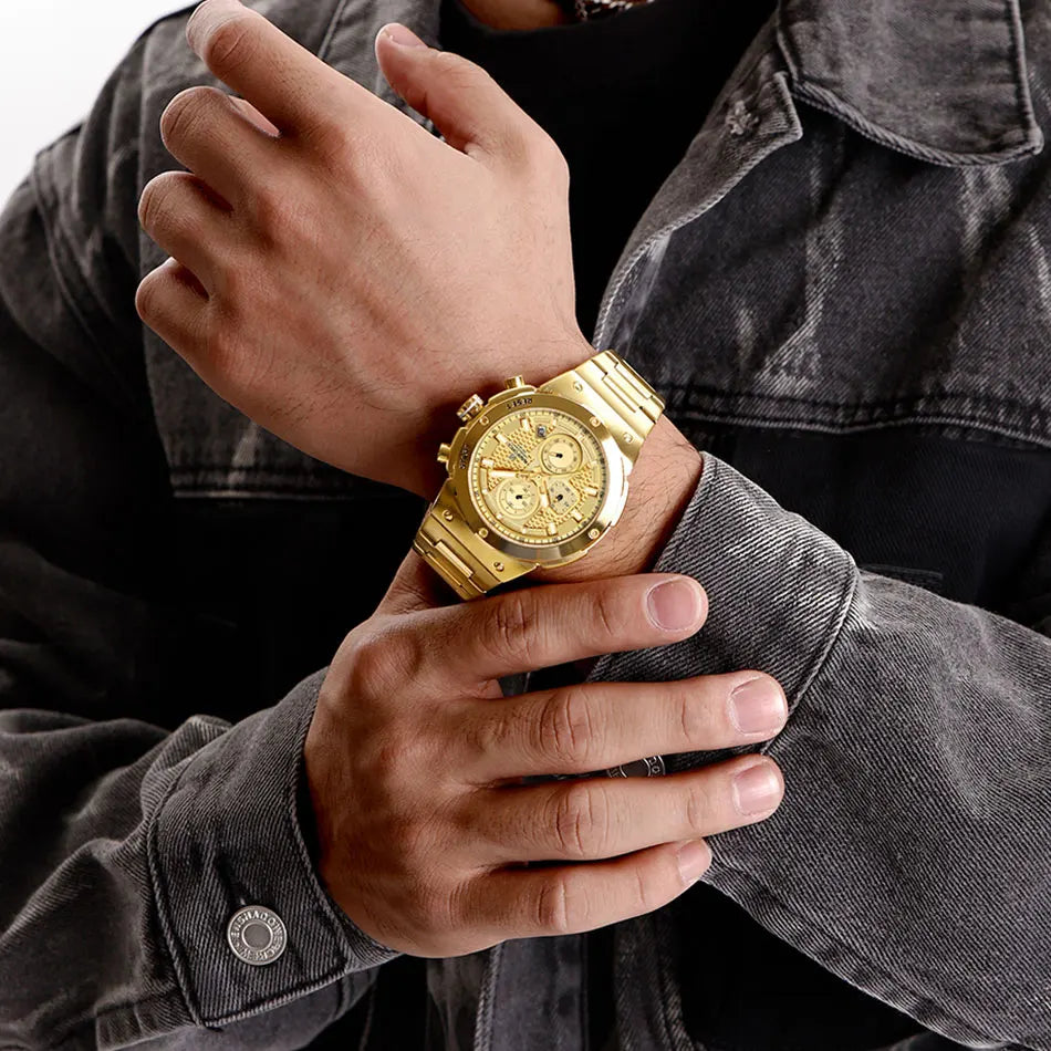 Relógio Masculino Luxo 2025 Cronógrafo à Prova d’Água 30M Pulseira de Aço Inoxidável Militar e Esportivo - NAVIFORCE NF8072