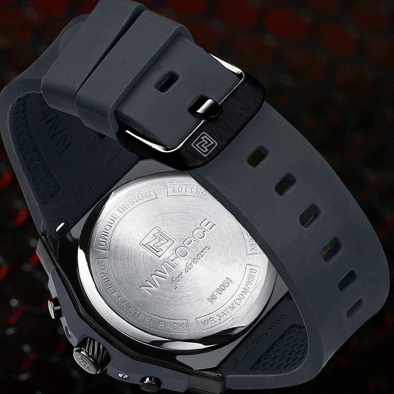 Relógio Masculino NAVIFORCE NF8052 Militar Fashion Casual Cronógrafo à Prova d’Água Pulseira de Silicone