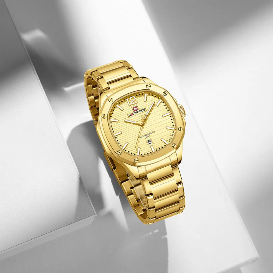 Relógio Masculino Luxo 2025 à Prova d’Água 30M com Data Automática e Pulseira de Aço Inoxidável - NAVIFORCE NF9243S