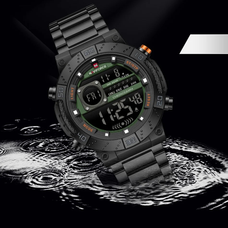 Relógio Masculino NAVIFORCE NF9241S Digital Militar à Prova d’Água Luxury Fashion